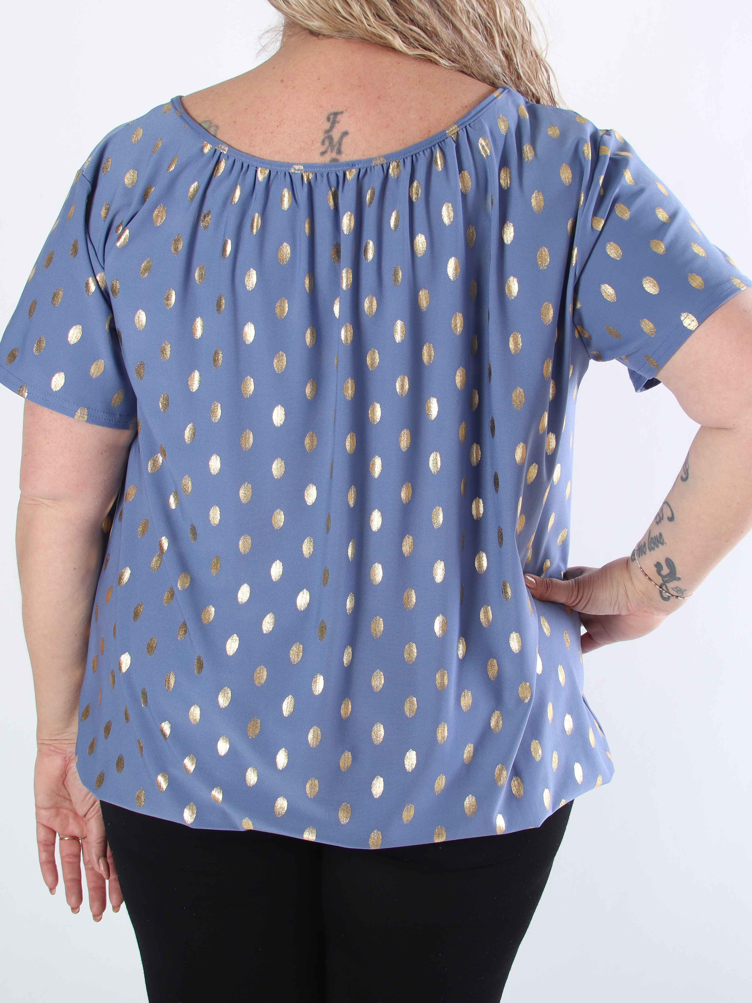 Miracle Dot T-shirt - Elastisk plus size bluse med guld dutter på